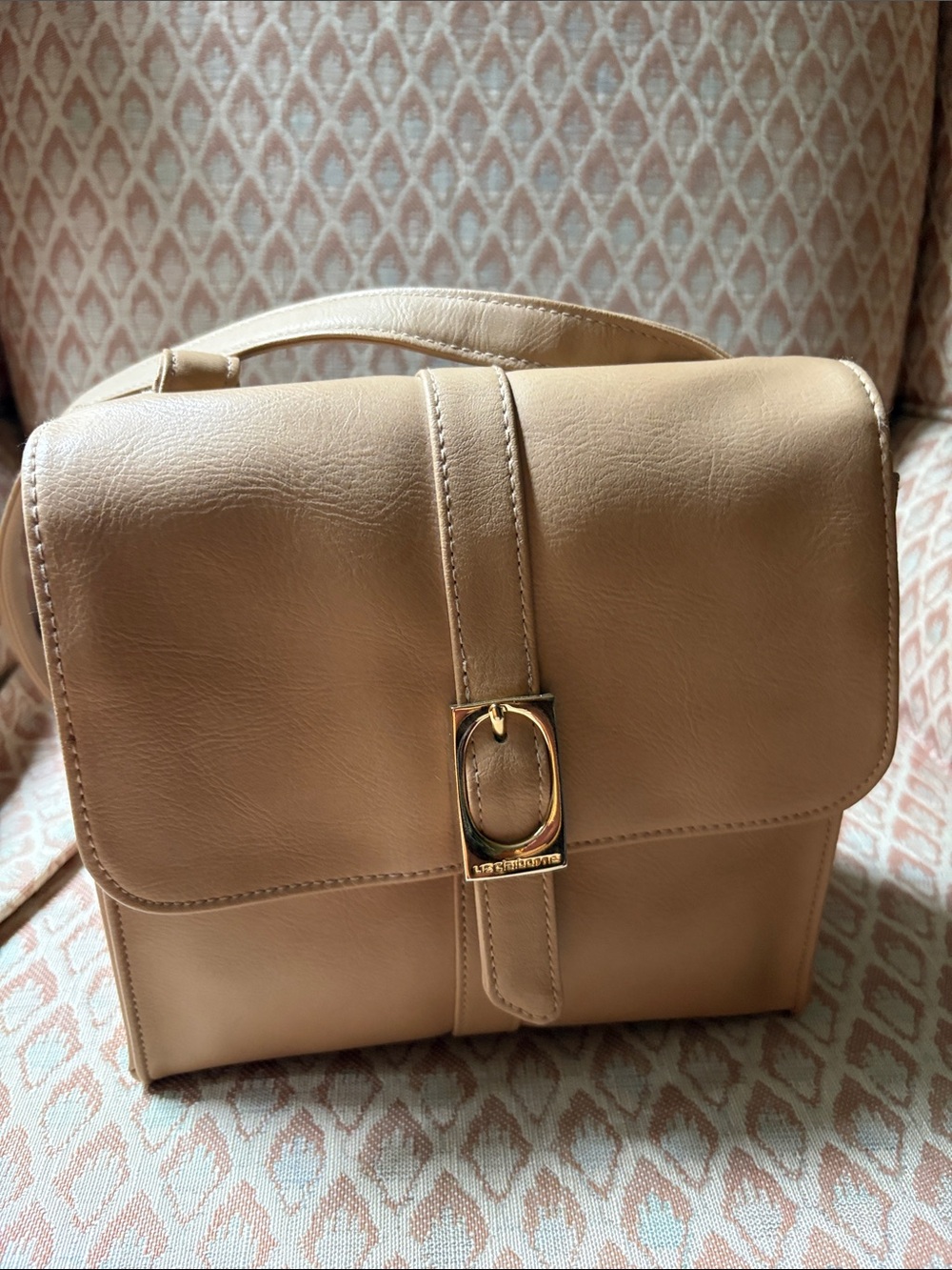 Liz Claiborne Beige Tan Satchel with Gold Accent
